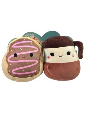 Squishmallows Aniela the Coffee & Deja the Donut Pair - 8”